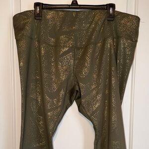 Nike Olive Green Dri-FIT Leggings with Gold Speckle